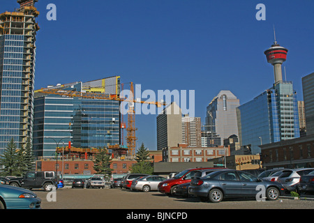 Construction in downtown Calgary, Alberta, Canada Stock Photo