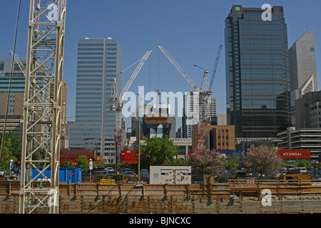 Construction in downtown Calgary, Alberta, Canada Stock Photo