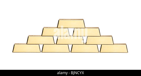 A view of a stack of gold bars Stock Photo