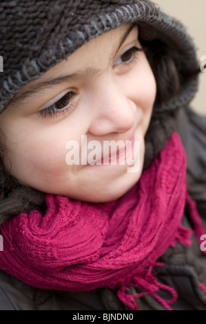 Closeup portrait of a pretty little girl's face in Berlin Germany Stock Photo