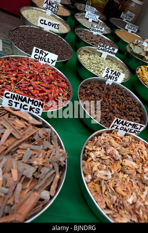 Spices for sale, Candolim, Goa, India Stock Photo