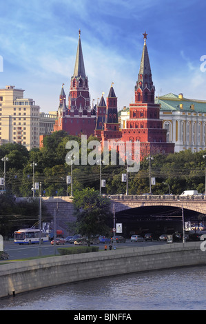 Kremlin towers on Moskva river embankment in Moscow, Russia Stock Photo