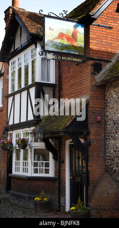 The Stag and Huntsman public house in Hambleden village Buckinghamshire UK Stock Photo