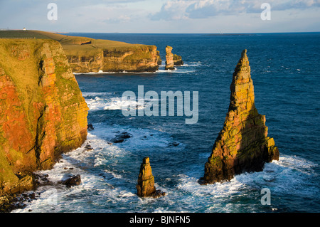 One of the Stacks of Duncansby, Duncansby Head, Caithness, Scotland, UK. The Knee sea stack is behind. Stock Photo