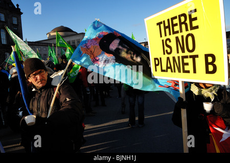 COP 15 Copenhagen climate summit.Held in Dec.09 in Denmark's capital city.Demonstrators gather outside the government building Stock Photo