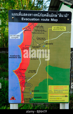 Evacuation route map in Ban Nam Khem village, Thailand Stock Photo