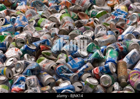 Used tin cans waiting for recycling . Hubei province. China. Stock Photo