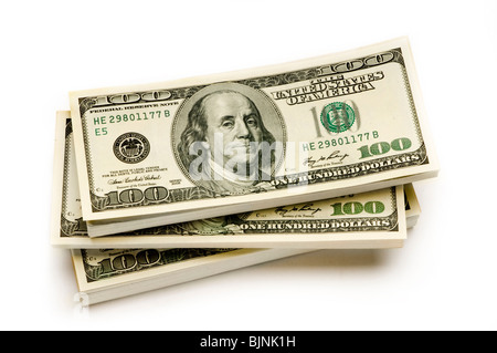 stack of American Money on white background Stock Photo