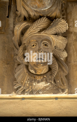 Palazzo Cosentini Baroque sculpted balcony corbels, Ragusa Ibla, Sicily Stock Photo