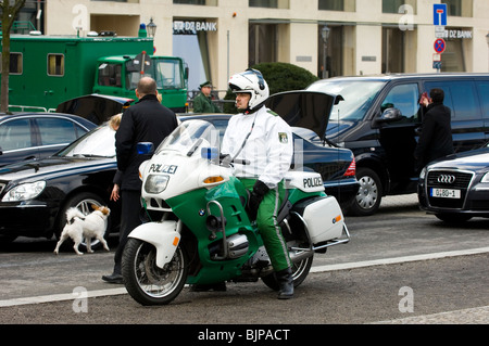 Policeman on a motorcycle Berlin Germany Stock Photo