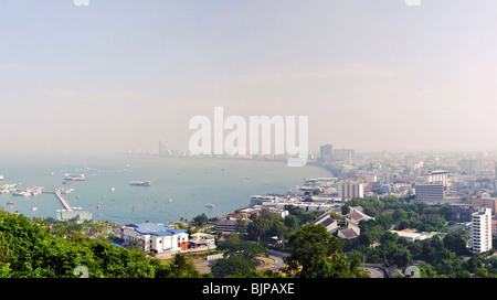 Pattaya city panorama from observation point on the hill. Thailand Stock Photo