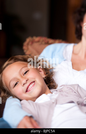 Mother and daughter smiling Stock Photo