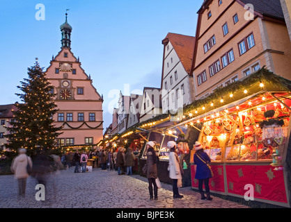 Christmas Market,  Rothenburg ob der Tauber, Bavaria, Germany Stock Photo