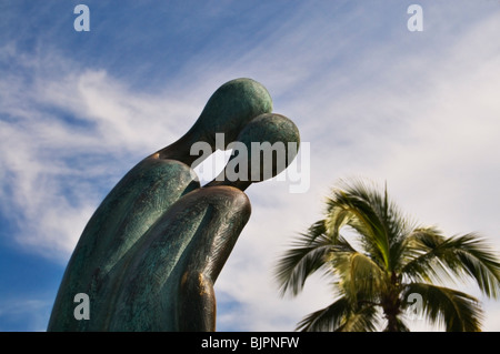 Bronze monumental sculpture La Nostalgia in Puerto Vallarta by Ramiz Barquet. Stock Photo