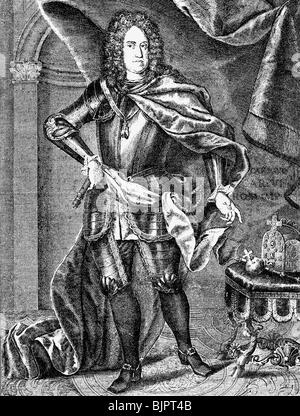 Charles VI, 1.10.1685 - 20.10.1740, Holy Roman Emperor 12.10.1711 - 20.10.1740, full length, contemporary copper engraving, , Artist's Copyright has not to be cleared Stock Photo