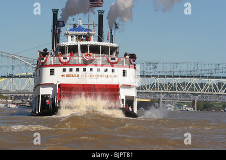 paddlewheel boat Belle of Louisville Ohio river downtown Cincinnati Stock Photo
