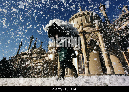 The Royal Pavilion Brighton covered in artificial snow for a television show. Stock Photo