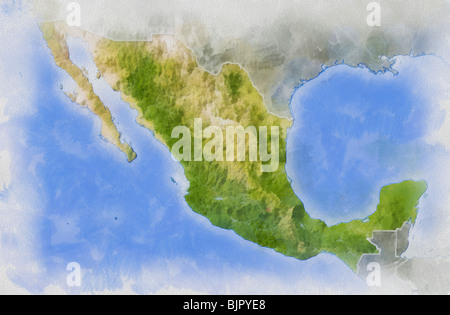 Relief map of Mexico with shaded relief Stock Photo - Alamy