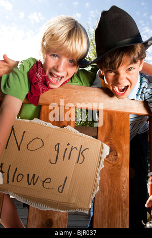 Boys with no girls allowed sign Stock Photo