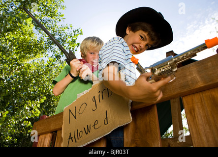 Boys with no girls allowed sign Stock Photo