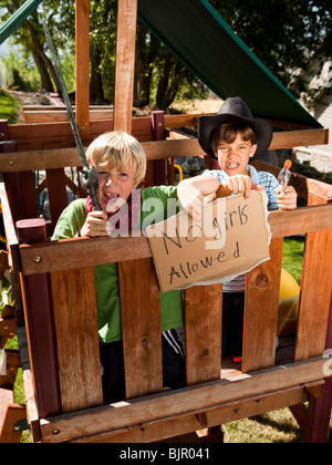 Boys with no girls allowed sign Stock Photo