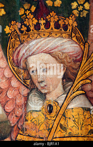 Painted Rood Screen depicting An Angel, St Michael and All Angels Church, Barton Turf, Norfolk Stock Photo