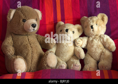 Teddies in arm chair. March 2010 Stock Photo
