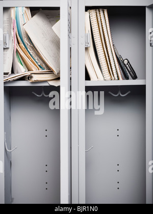 Contents of high school lockers. Stock Photo