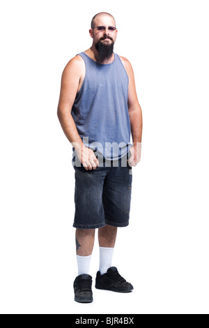 Man with tattoo wearing sunglasses Stock Photo