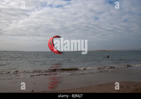 Kite surfer on Instow beach devon UK Stock Photo