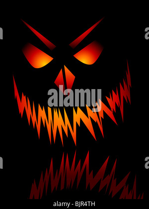Evil Halloween face on a black background Stock Photo