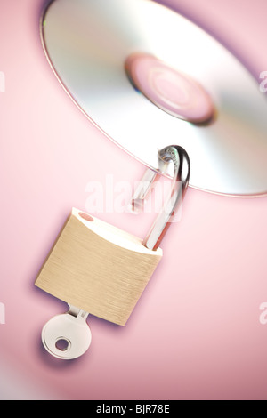 Padlock and CD Stock Photo