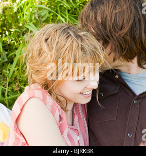 USA, California, San Francisco, young couple embracing, close-up Stock Photo