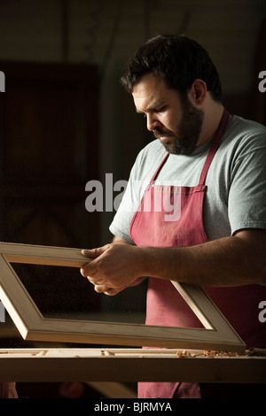 USA, Utah, Orem, carpenter at work Stock Photo