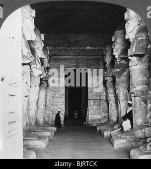 'Interior of the rock-hewn temple of Abu Simbel, Egypt', 1905.Artist: Underwood & Underwood Stock Photo