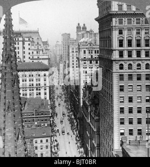 From the Empire building past Trinity Church up Broadway, 1902. Artist: Underwood & Underwood Stock Photo