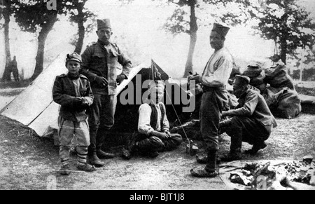 Serbian soldiers camping, First World War, 1914. Artist: Unknown Stock Photo