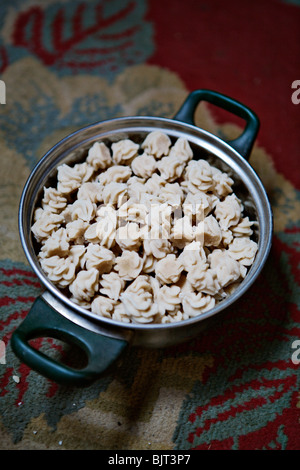 Aruul is traditional Mongolian curd (cheese). It's so stone hard that it can break a tooth. Gobi Desert, Mongolia. Stock Photo