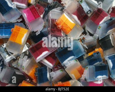 A pile of empty Ink Cartridges waiting for recycling. Stock Photo