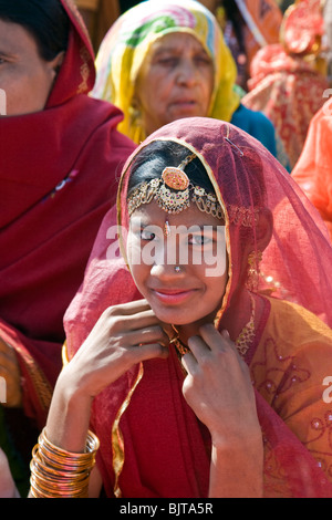 Indian girl wearing traditional costume. Jaisalmer. Rajasthan. India Stock Photo