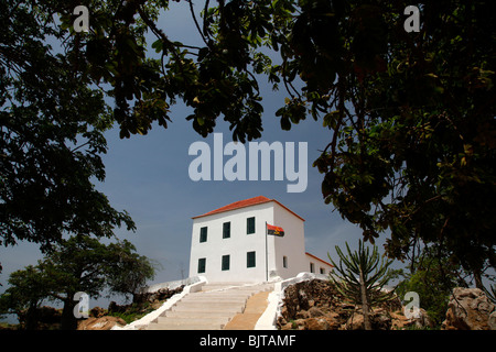 The white painted chapel of the Slave museum stands opposite the island of Mussulo. Luanda, Angola. Africa. © Zute Lightfoot Stock Photo