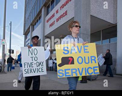 Postal Workers Protest Planned Cutback of Mail Delivery to Five Days Stock Photo