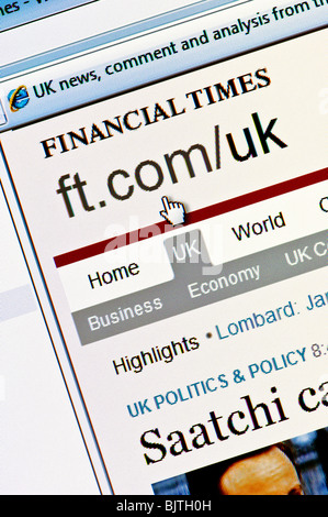Macro screenshot of FT.com - the website of the Financial Times (FT) newspaper. Editorial use only. Stock Photo