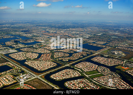 Aerial view of houses on florida east coast Stock Photo