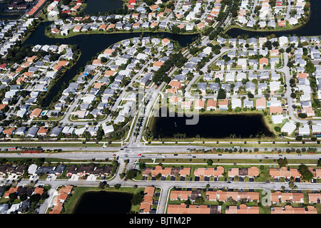 Aerial view of houses on florida east coast Stock Photo