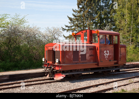Old Diesel locomotives in yard Stock Photo