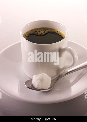 Black espresso coffee in a cup Stock Photo