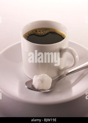Black espresso coffee in a cup Stock Photo