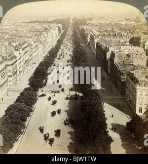 Aerial view of Champs Elysees Paris Greeting Card