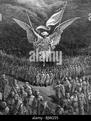 Middle Ages, crusades, First Crusade 1096 - 1099, the march to Jerusalem, wood engraving by Bellenger after drawing by Gustav Dore, to: Joseph Francois Michaud 'Histoire des croisades', 1875, Artist's Copyright has not to be cleared Stock Photo